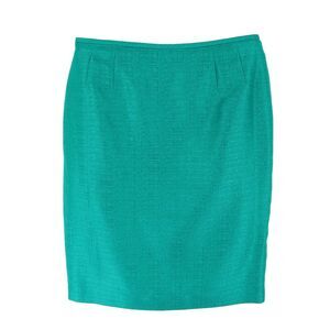 Le Suit Pencil Skirt Womens Size 10P Green Shimmery Sparkles Lined Zip Closure